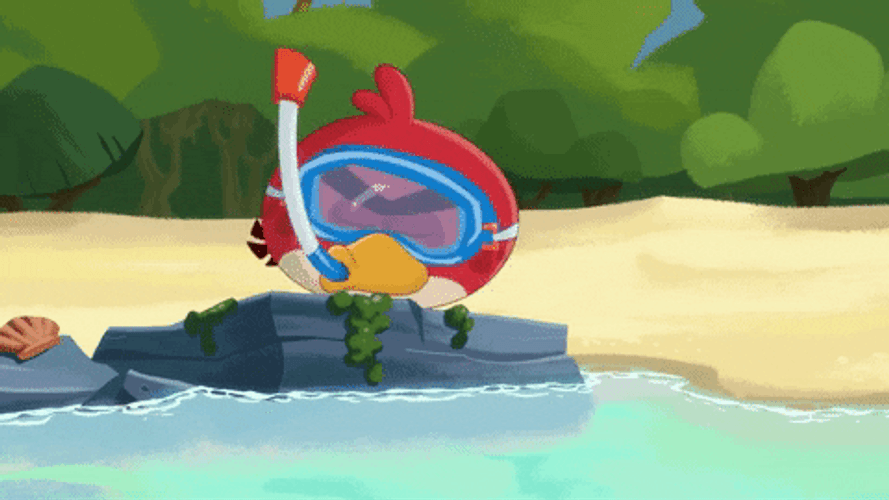 Snorkeling Angry Bird GIF