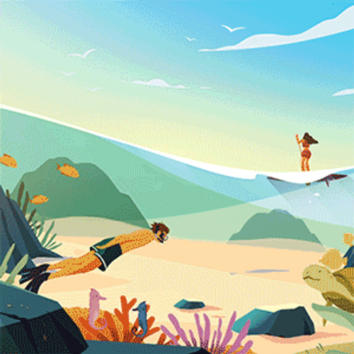 Snorkeling Surfing Beach Day GIF