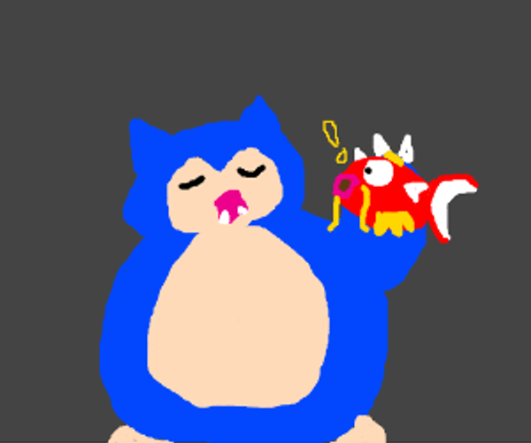 Snorlax Eating Pokemon Fish GIF