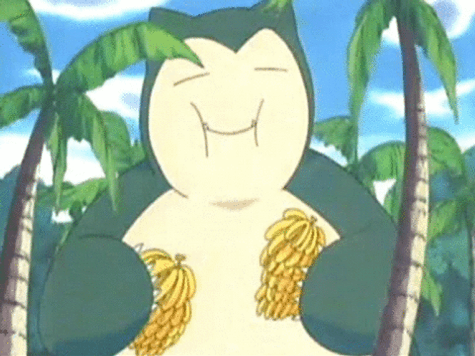 Snorlax Love For Banana Compilation GIF