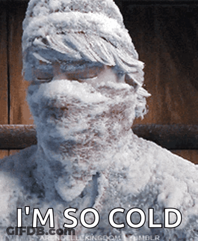 Snow Covered Man Statue I M So Cold GIF