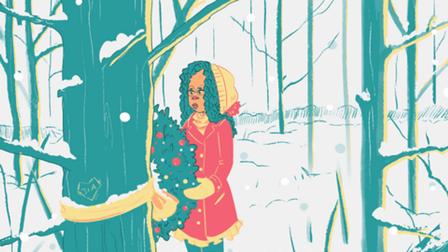 Snow Falling Christmas Art GIF
