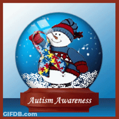 Snow Globe Snowman Autism Awareness GIF