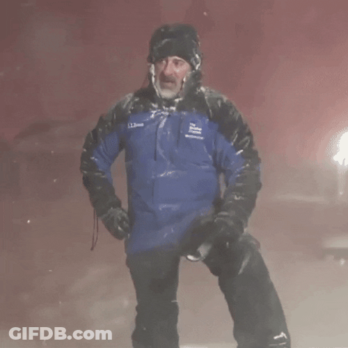 Snow Storm Man Celebrating In Cold Weather GIF