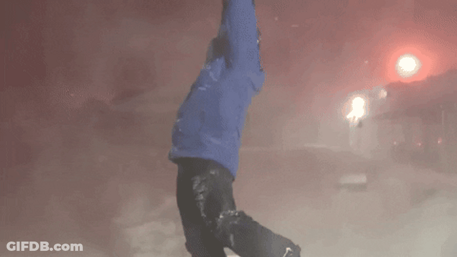 Snow Storm Man Celebrating In Winter GIF