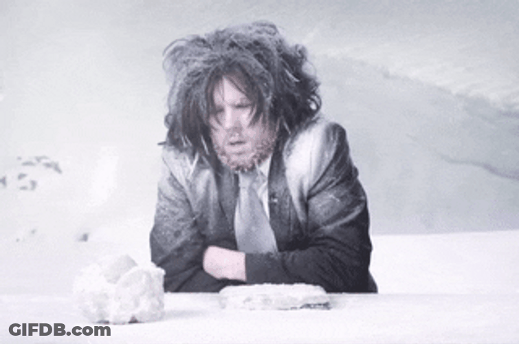 Snow Storm Man Shaking From Cold GIF