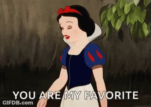 Snow White From Snow White And The Seven Dwarfs Is Standing In Front Of A Tree And Saying `` You Are My Favorite '' . GIF