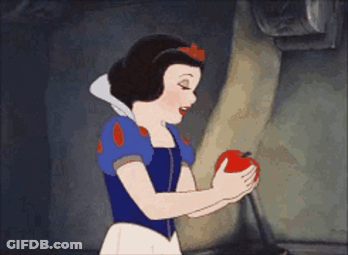 Snow White Happily Eating Apple GIF