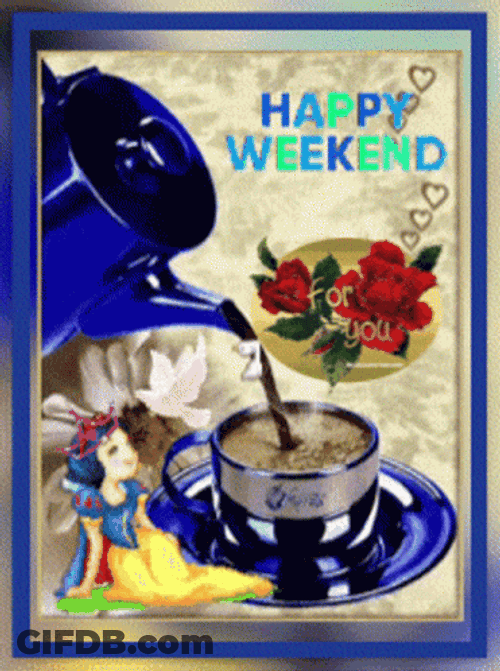 Snow White Happy Weekend Coffee GIF
