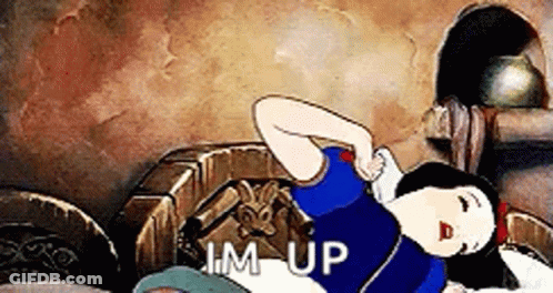 Snow White Lying On Bed Saying Im Up GIF