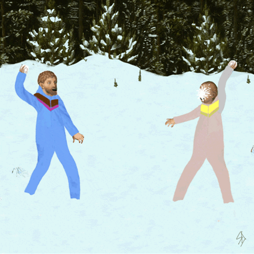 Snowball Fight Couple Winter Snow GIF