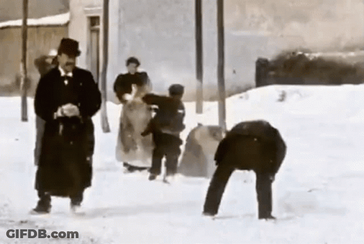 Snowball Fight People Playing GIF