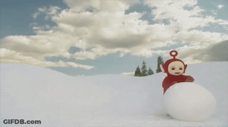 Snowball Making Teletubbies Po GIF