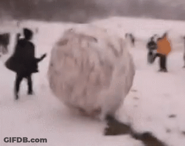 Snowball Rolling Disaster Run GIF