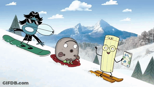 Snowboarder Ball And Paper Holding Map GIF