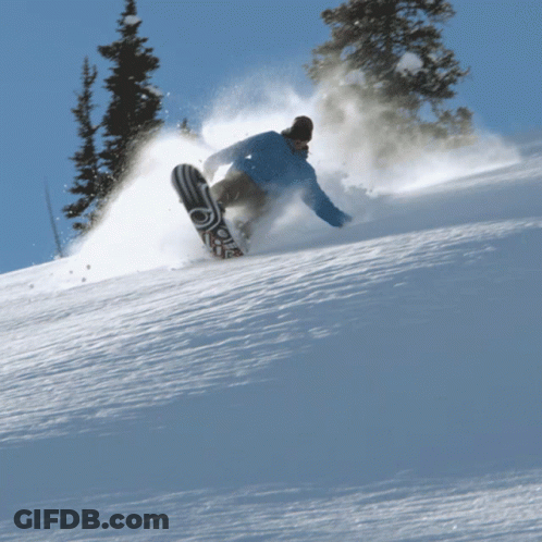 Snowboarder Riding Snow Slope With Salomon Sticker GIF