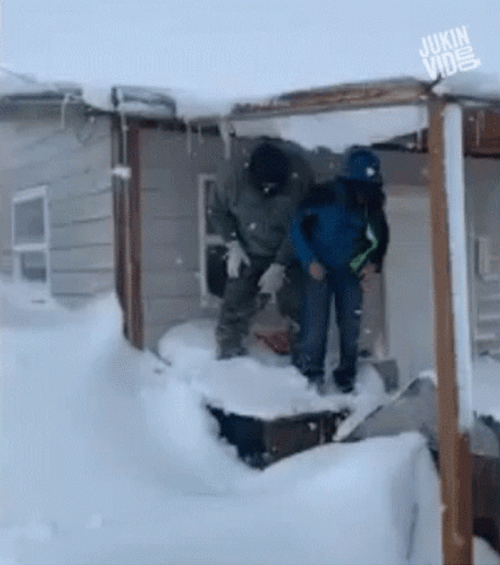 Snowfall Happy Jump GIF
