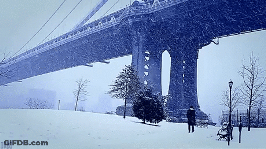 Snowing Heavily Under Bridge GIF