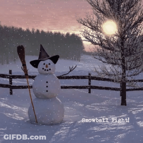 Snowman Fight Snowballs GIF