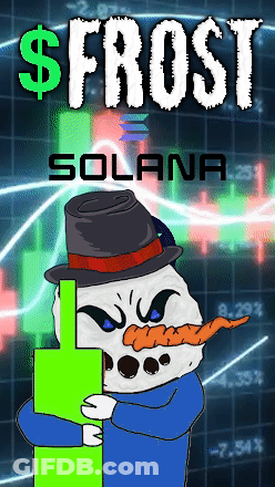 Snowman Holding Green Block Saying Frost GIF