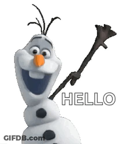 Snowman Holding Stick With Hello GIF