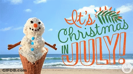 Snowman In Ice Cream Cone It's Christmas In July GIF