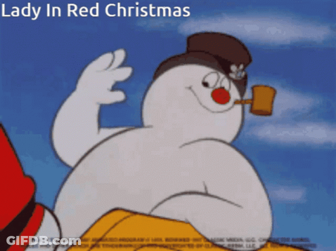 Snowman In Lady Red Christmas GIF