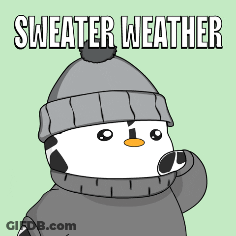 Snowman In Sweater And Hat Saying Sweater Weather GIF