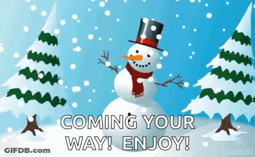 Snowman In Top Hat And Scarf Coming Your Way GIF