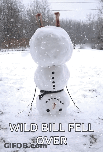 Snowman Stacked Saying Wild Bill Fell Over GIF