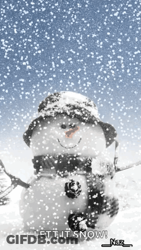 Snowman Standing In Snow Let It Snow GIF