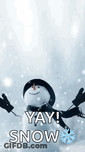 Snowman Standing In Snow Saying Yay GIF