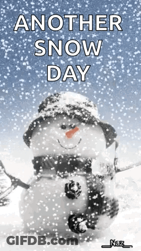 Snowman Standing In Snow With Another Snow Day GIF