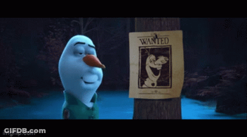 Snowman Standing Next To Wanted Sign GIF