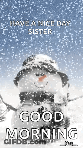Snowman Wearing Hat And Scarf Saying Have A Nice Day GIF