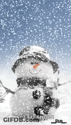 Snowman Wearing Scarf And Hat GIF