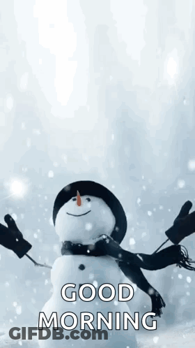 Snowman Wearing Scarf And Hat Saying Good Morning GIF