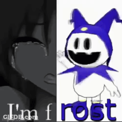Snowman With Blue Hat Saying I'm F Frost GIF