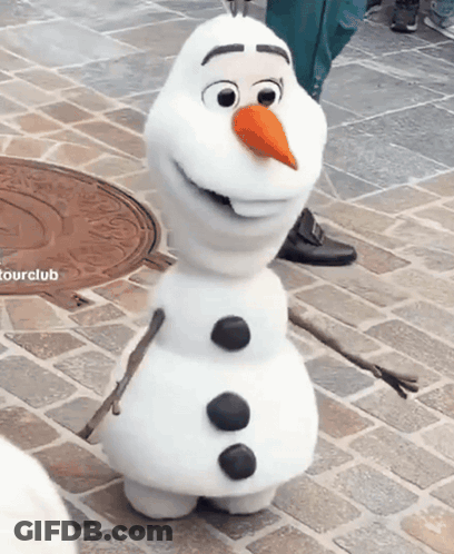 Snowman With Carrot Nose In Front Of Tourclub Logo GIF
