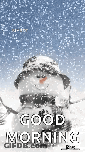 Snowman With Hat And Scarf In Snow GIF