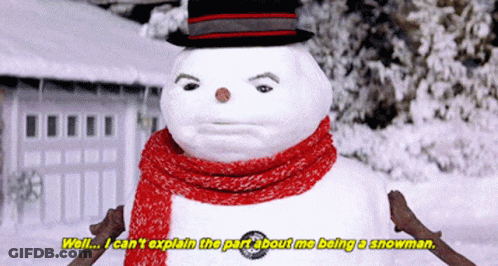 Snowman With Hat And Scarf Says Well I Can't Explain GIF