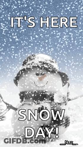 Snowman With Snow Day Text GIF