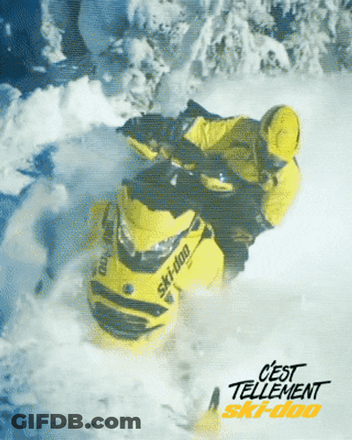 Snowmobile Drifting In Thick Snow GIF