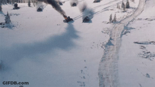Snowy Field With Smoking Car GIF