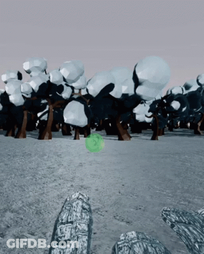 Snowy Forest With Green Object GIF