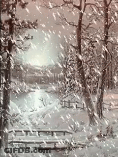 Snowy Forest With River GIF