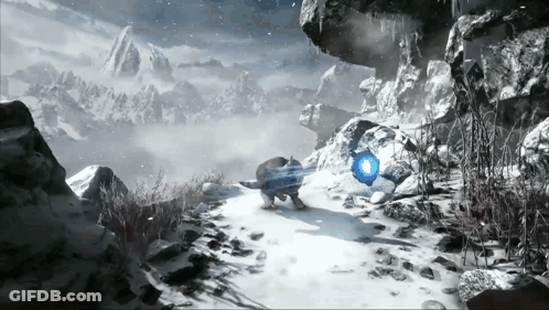 Snowy Mountain With Blue Object GIF