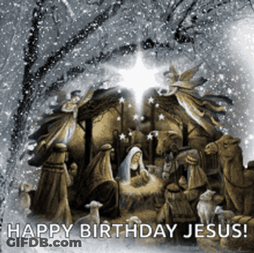 Snowy Nativity Of Jesus Happy Birthday Jesus GIF
