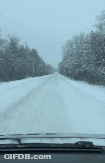 Snowy Road View From Car Window GIF