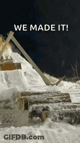 Snowy Scene Saying We Made It GIF